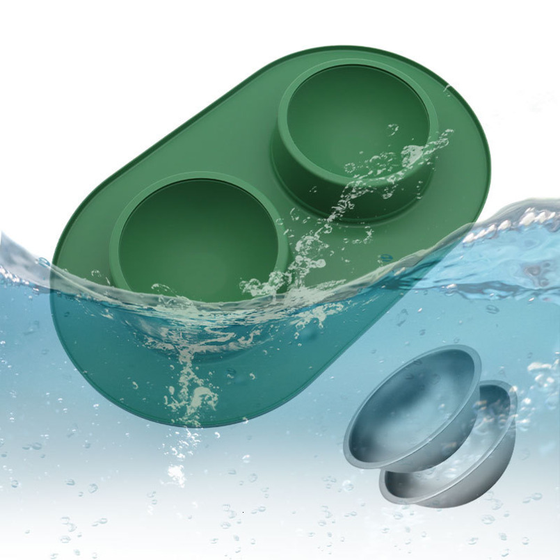 Pet Double 2 Stainless Steel Anti Overturning Basin Drinking Water Rice Dog Food Bowl Supplies