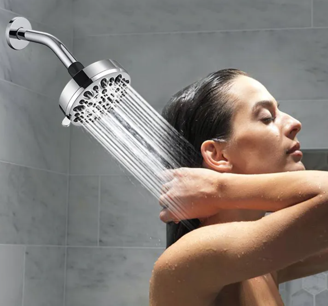 Multi-functional 5-inch Ceiling-Mounted Rainfall Shower Head with Eight Settings for Enhanced Bathing Experience