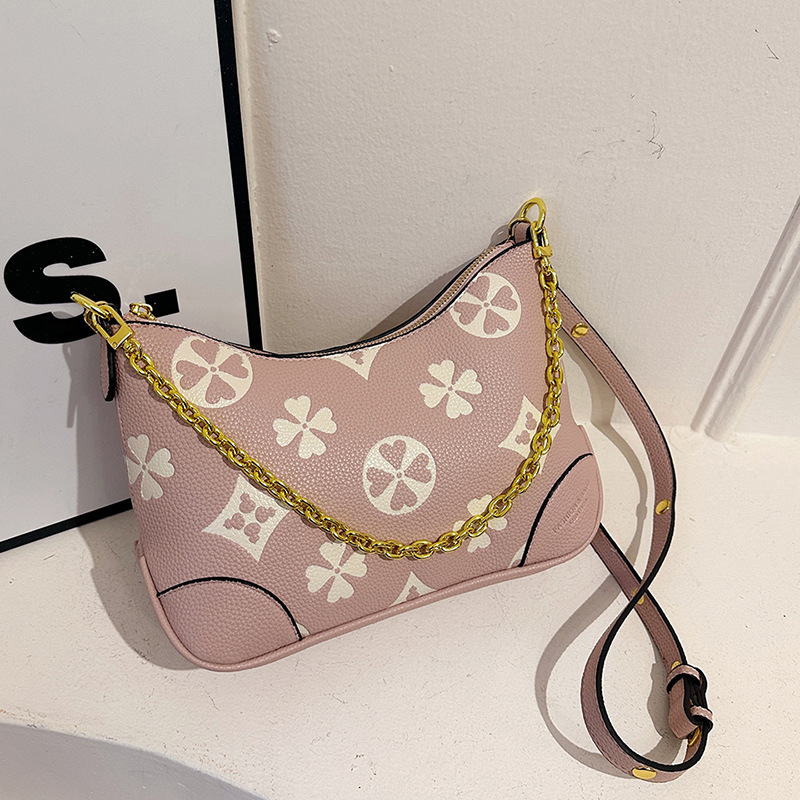 Women's bag new lychee embossed crohorn bag French chain underarm bag high appearance level commuting women's bag