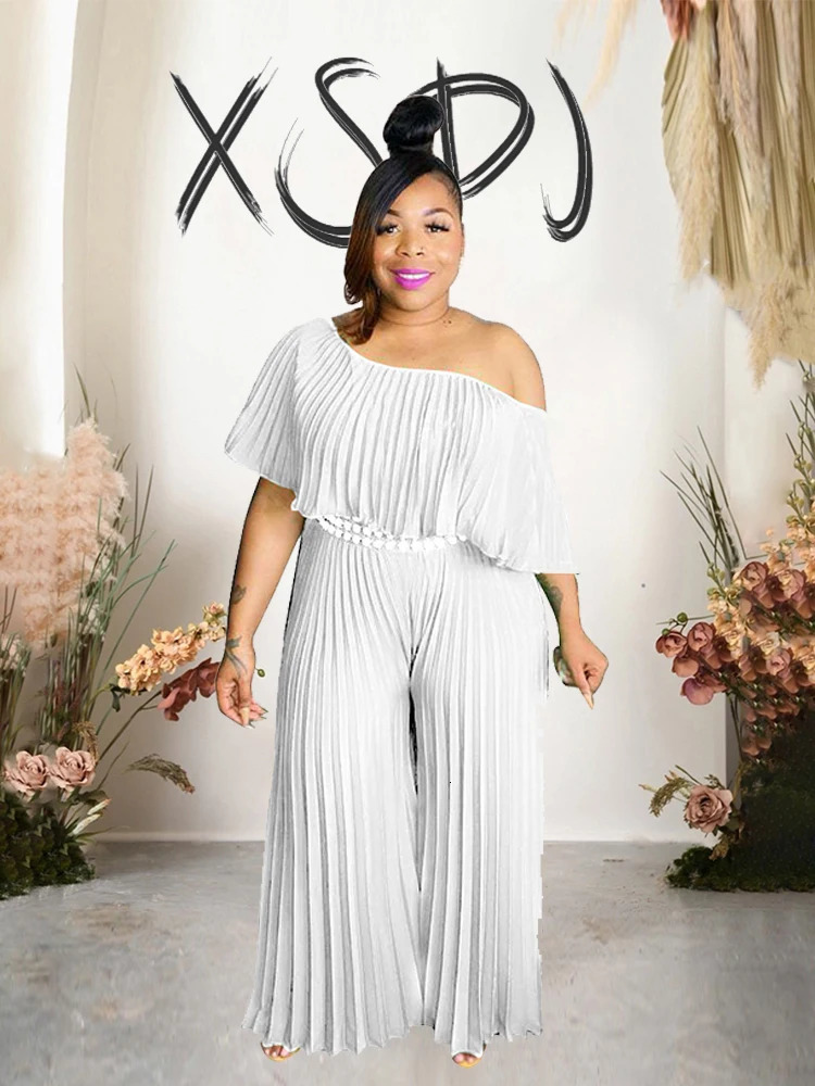 Full-length Jumpsuit for Women Summer Elegant Jumpsuit Off Shoulder Sexy Pleated Jumpsuit Plus Size Wholesale Drop 250515