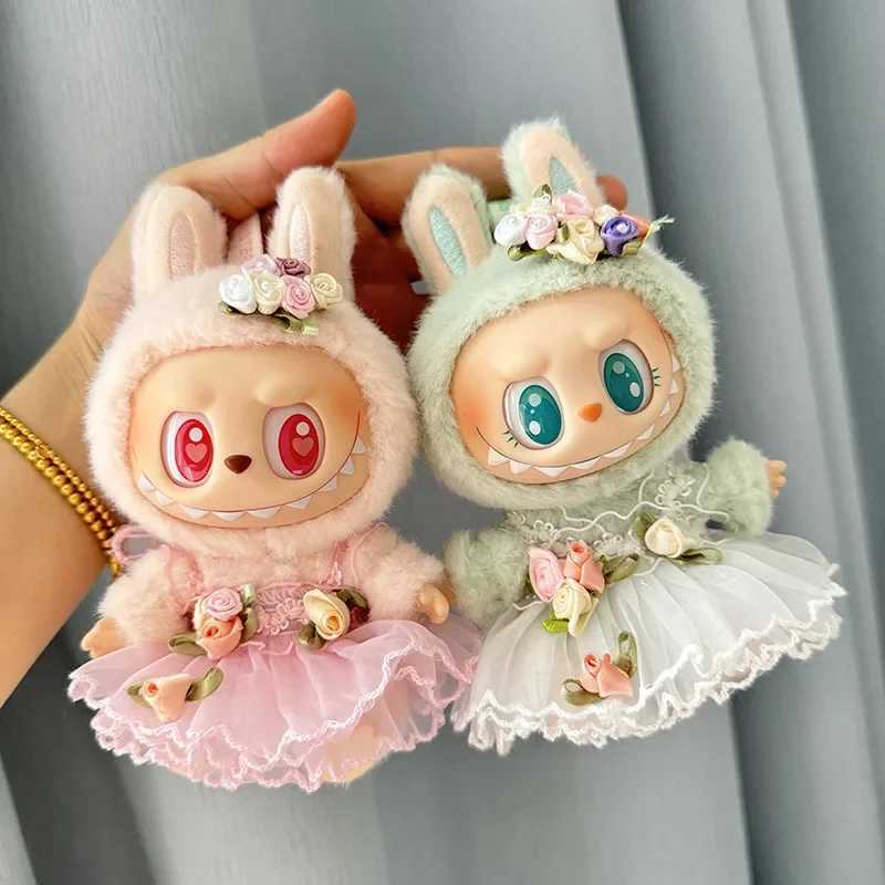 17cm Labubu Monster Plush Doll Outfit Accessories Kit DIY Clothing Set with Hairpin Wedding Dress in Pink White for Kids Gift Z250516