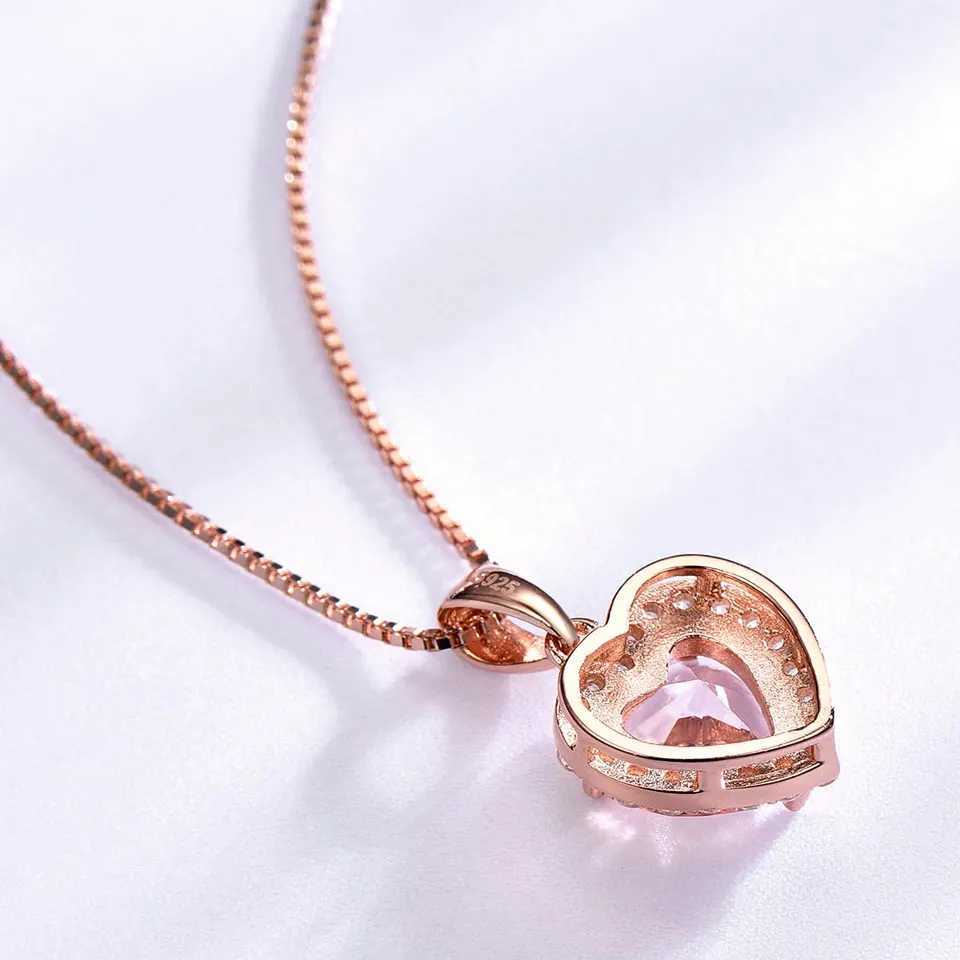 UMCHO Solid Sterling Sier Necklaces Wen Rose Morganite Charm Pendant For Girl Gift Fine Jewelry X250516