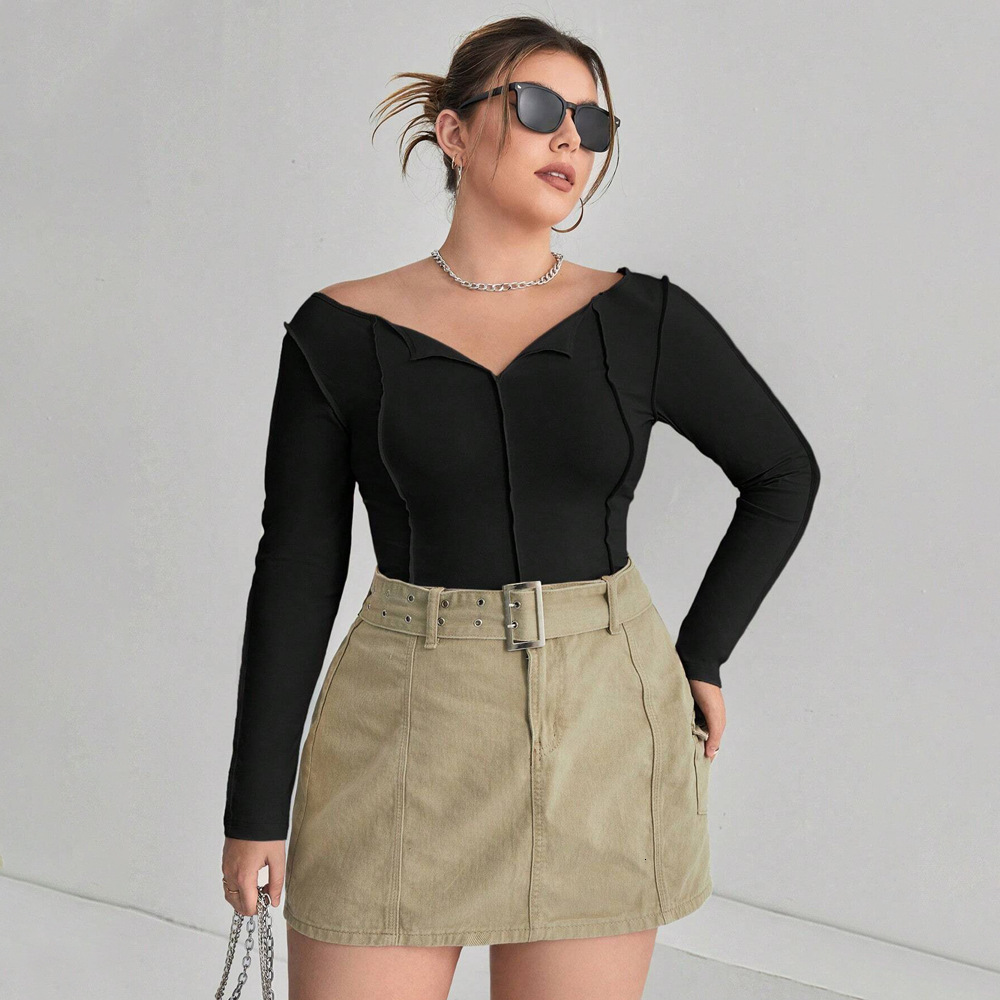 Oversized Womens Instagram Trendy T-shirt Autumn/winter Long Sleeved Fashionable Slim Fit Base Top