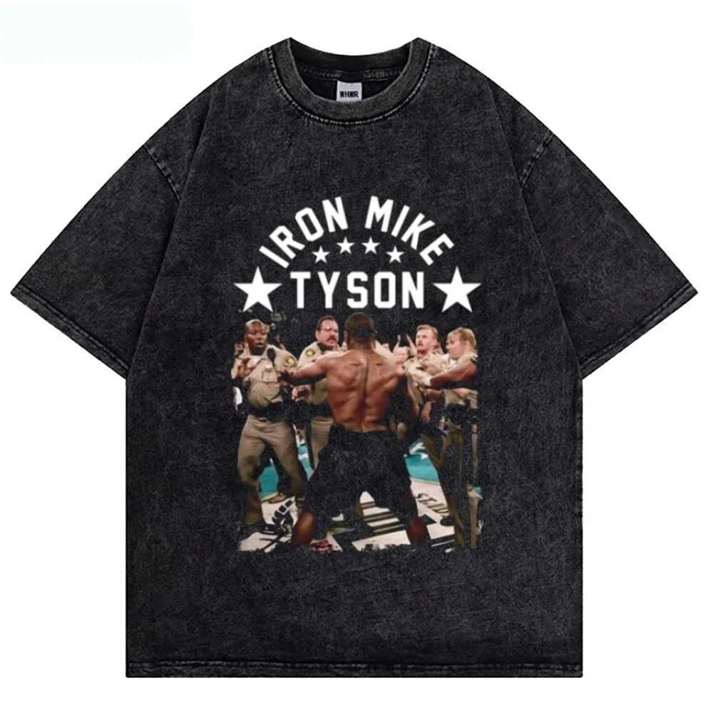 Mike Tyson Washed T Shirt Vintage Boxing T-shirts Streetwear Retro Tshirt Summer Short-sleeved Shirts Oversized Tshirts X250516