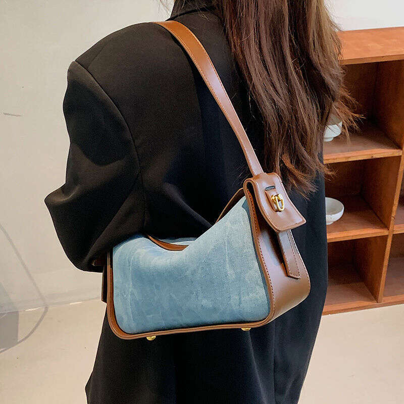 denim bag Simple Tote Large Capacity Underarm 2025 New Spring Denim Style Commuter Versatile Splice Cross Shoulder Bag