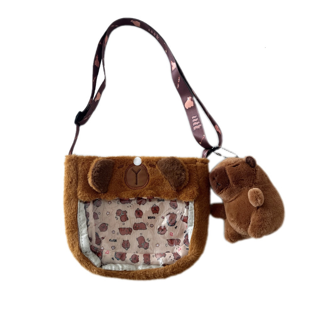 2025S designer ins cute cartoon flower cloth perspective small pain girl diagonal cross mobile phone storage Capibala doll women shoulder bag