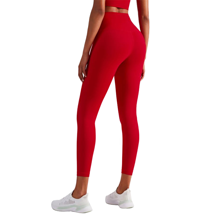 New Polyamide Women's Yoga Pants Solid Color High Waist Stretchy Fitness Ninth Sport Leggings T Shape Soft Elastic Push-UP Tights