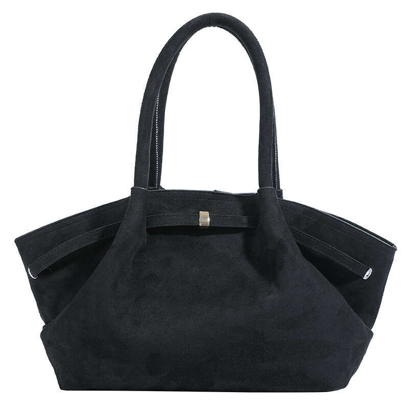 Design sense, large capacity, niche, high aesthetic handheld tote for women suede pleated underarm dumpling bag 2025 new style, unique and elegant tem