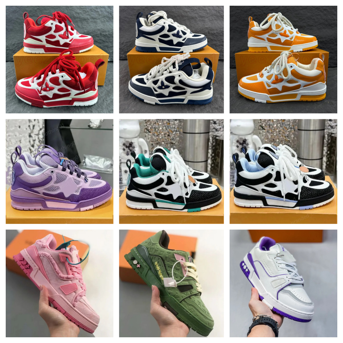 Casual designer louised Vutons shoes, men's sports shoes, rubber platform sports shoes, genuine leather sports shoes, multi-color Louised Vutons fashionable