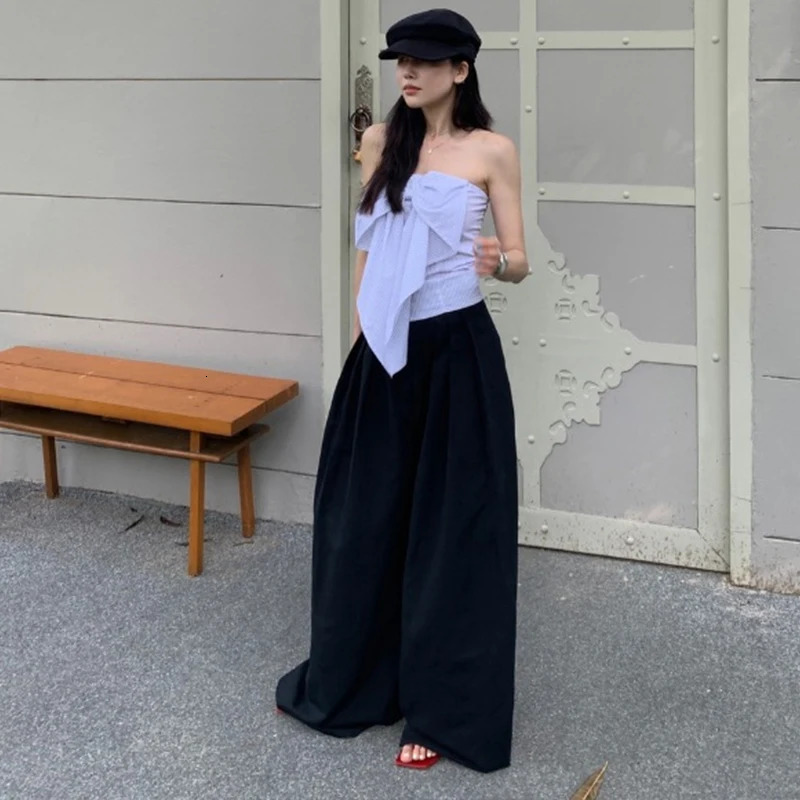 WhereMery Korean Casual Off Shoulder Print Crop Tops Fashion Bow Sleeveless Tank Top Summer 2025 Preppy Streetwear Womens Vests 250506