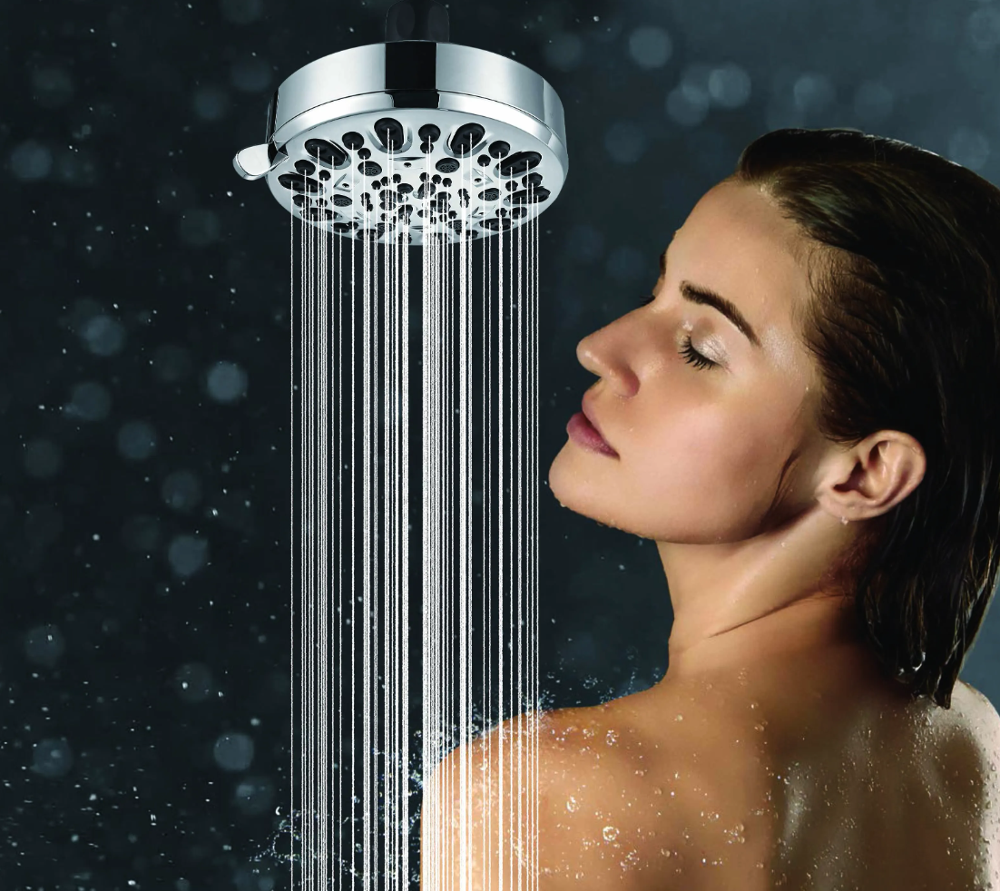 Multi-functional 5-inch Ceiling-Mounted Rainfall Shower Head with Eight Settings for Enhanced Bathing Experience
