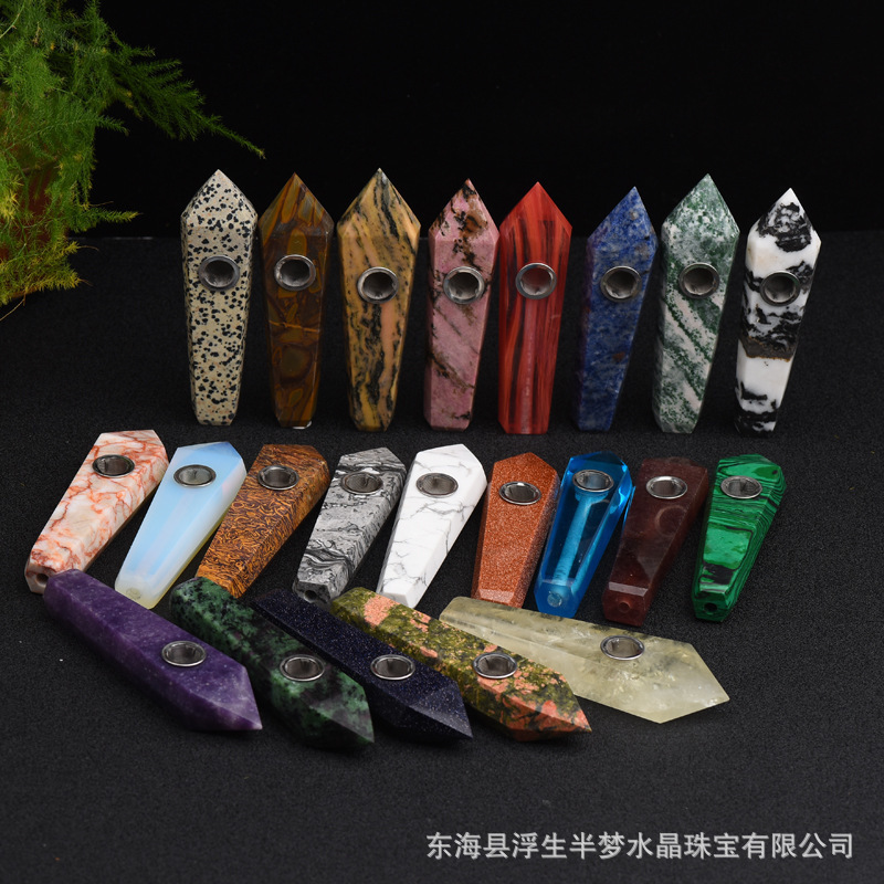 Natural crystal glass pipe for women small size portable handmade pipe straight smoking accessory high-end gift 201125