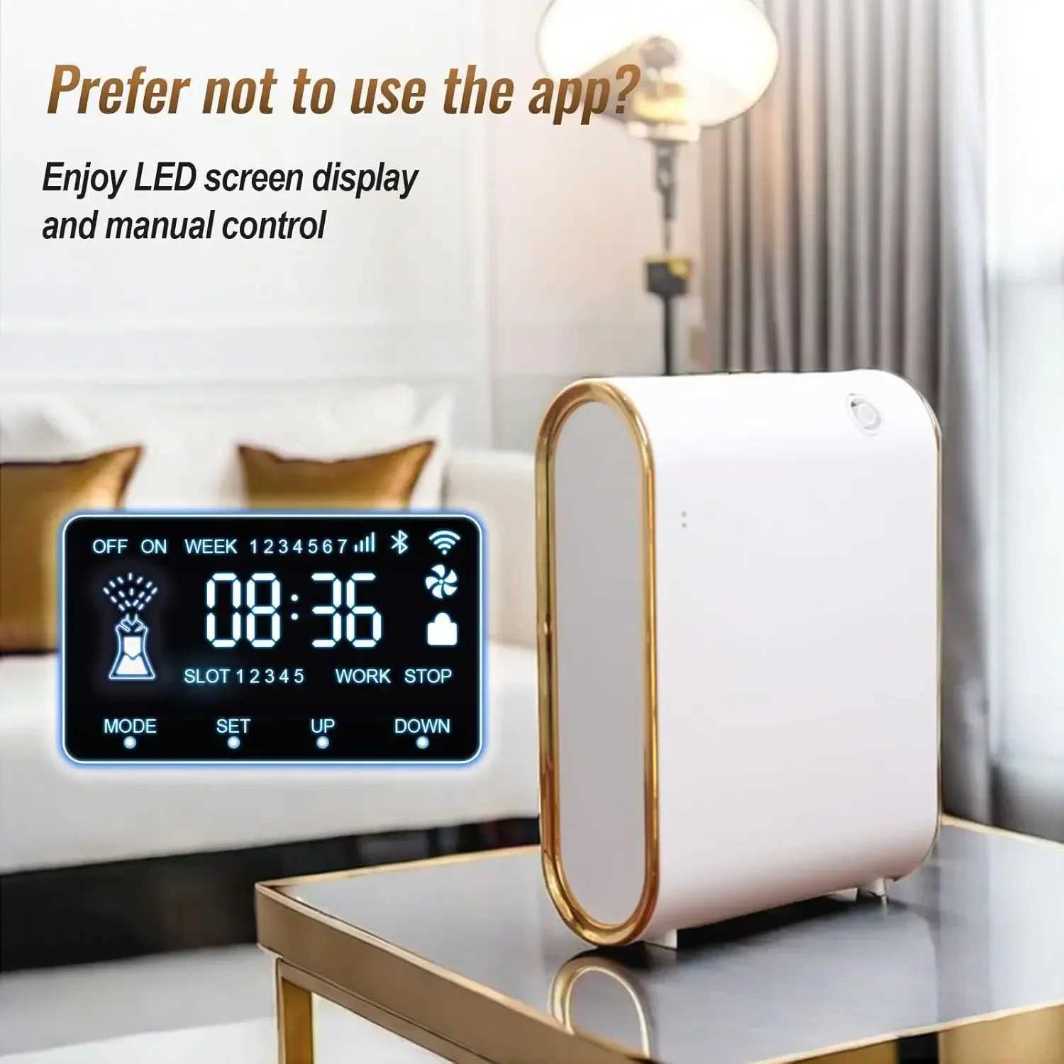 Bluetooth Waterless Fragrance Diffuser Smart Machine for Home Essential Oil Diffuser 1500 Sq Ft Coverage Scent Air Diffuser W250516
