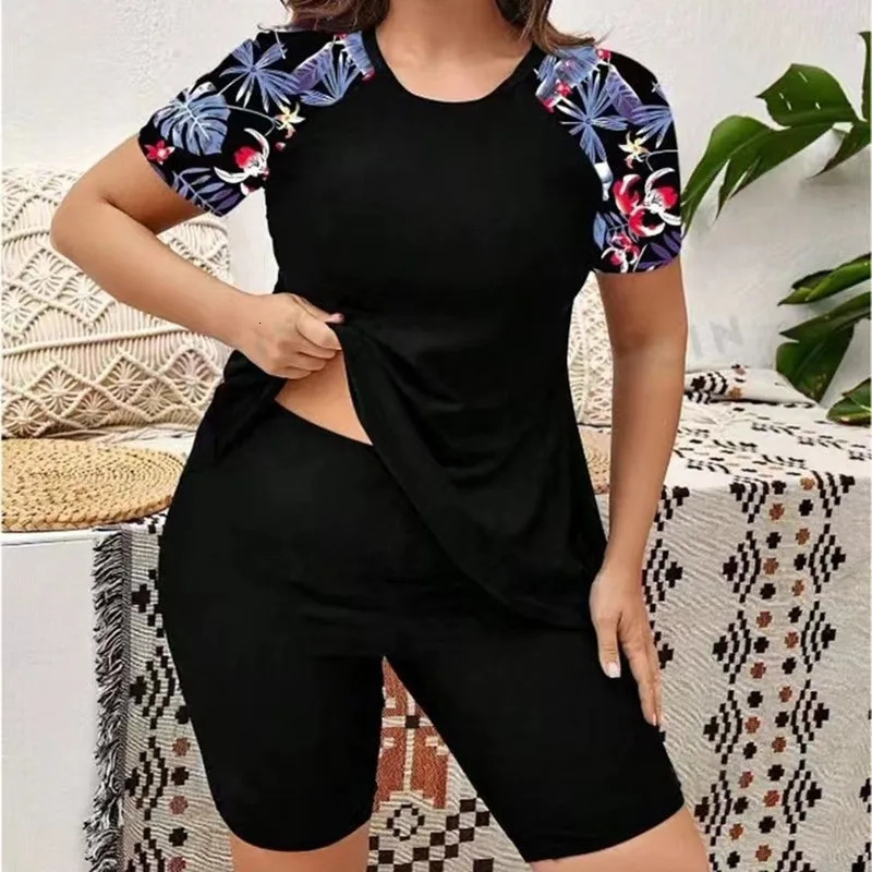Plus Size Swimsuits Woman Two-Piece Surf Swimwears Sports Beachwear High Waist Bathing Suit Pool Womens Swimming Suit 250515