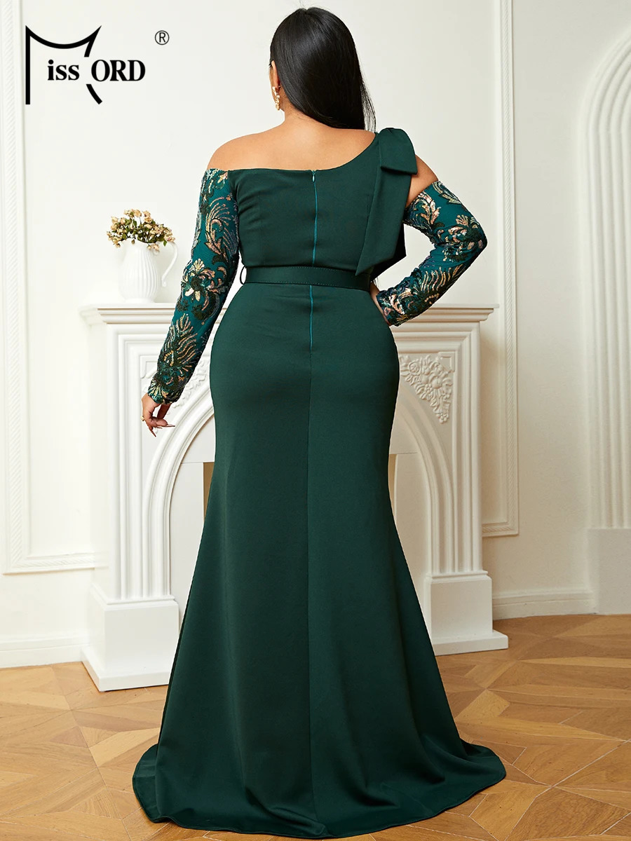 Missord Plus Size Strapless Colorblock Emerald Green Gown Evening Dress Formal Occasion Dresses 250515