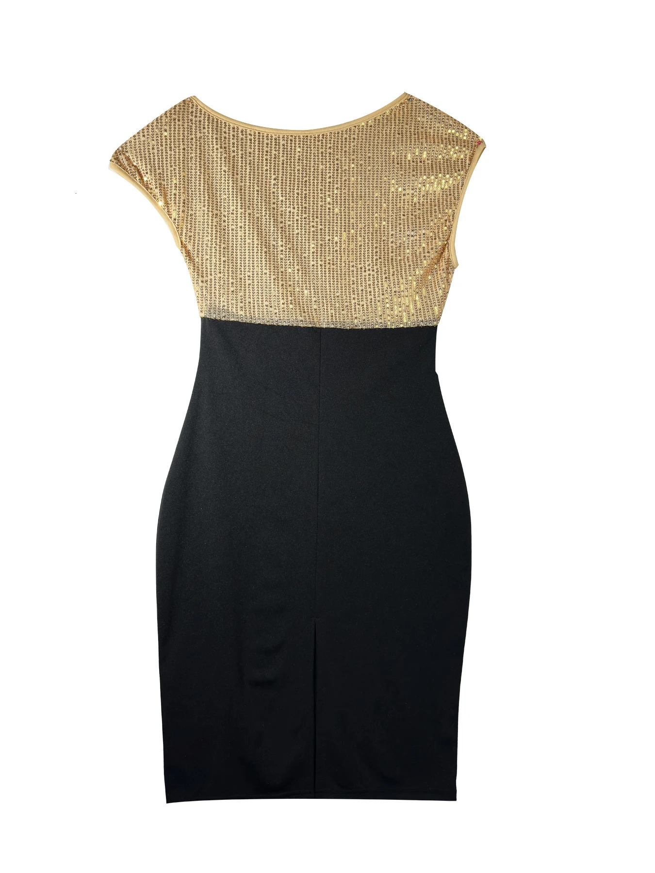 Plus Size Womens Short Sleeve Asymmetric Neckline Dress Sequin Decoration Solid Color Knitted Fabric Suitable for All Seasons 250515