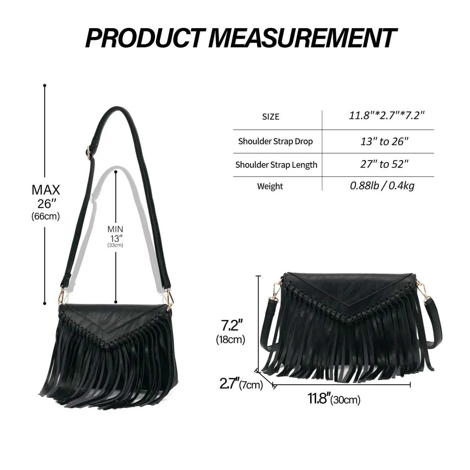 Tassel Crossbody Purse for Women PU Leather Western Fringe Handbag Shoulder Bag Z250516