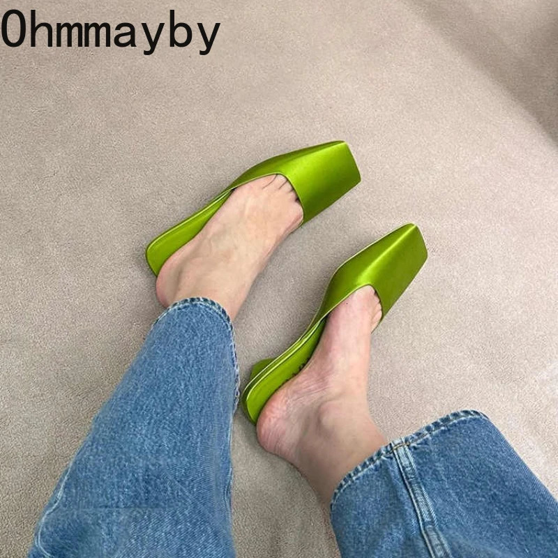 Spring Summer Cover Toe Women Muels Slippers Fashion Shallow Slip On Party Dress Ladies Slides Shoes 250514