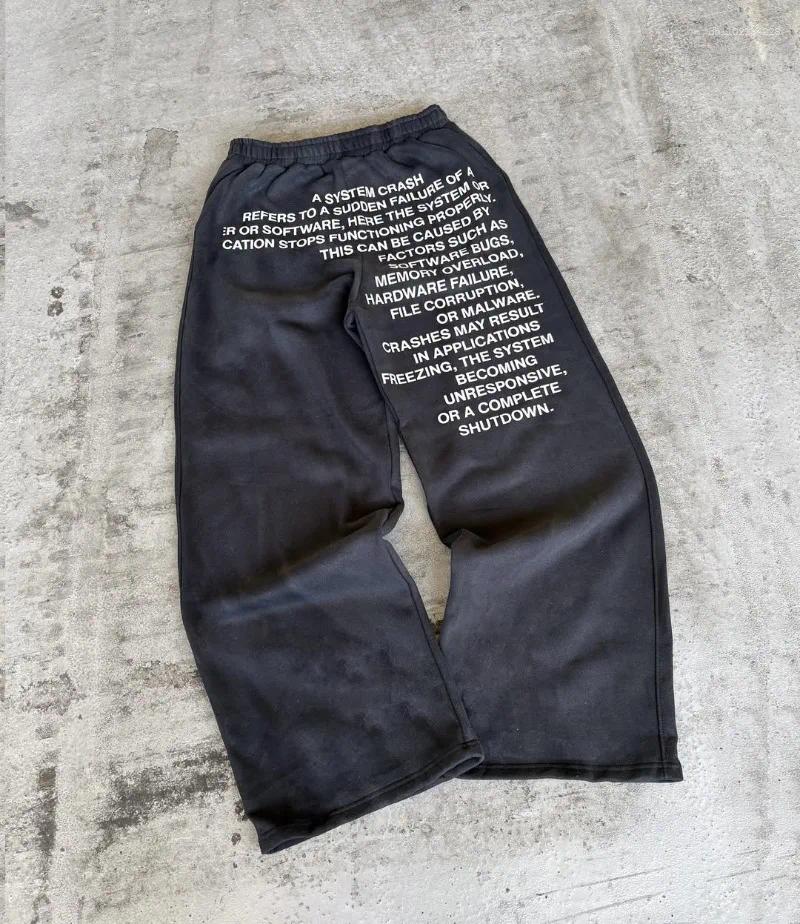 Men's Pants Casual Retro Harajuku Letter Printing Oversized Wide-leg Men Y2k 2025 Fashion Hip-hop High Street Knitted Women Z260315