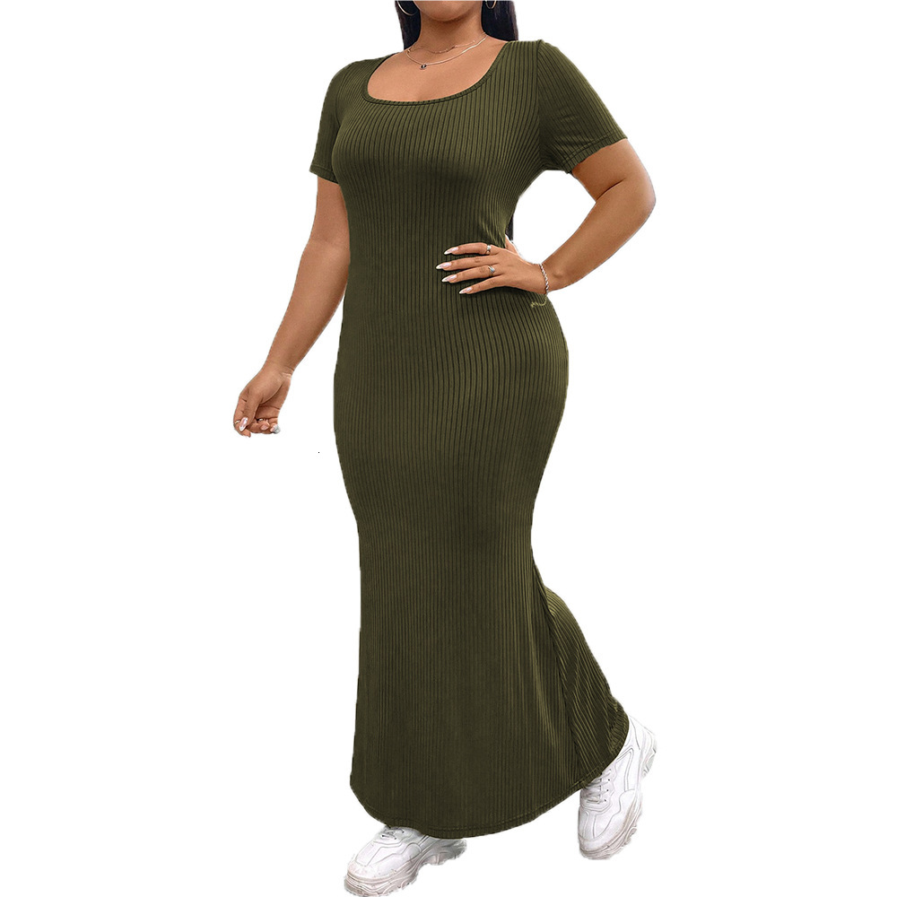Oversized Womens U-neck Backless Design Dress Summer Minimalist Style Ankle Length Skirt