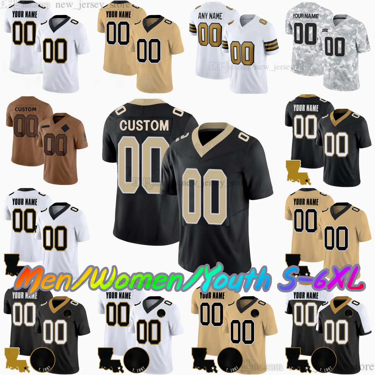 2025 Draft DIY Custom S-6XL 71 Kelvin Banks Jr. Football Jersey 4 Derek Carr 41 Alvin Kamara 7 Taysom Hill 12 Chris Olave 32 Tyrann Mathieu Michael Thomas Stitched jerseys