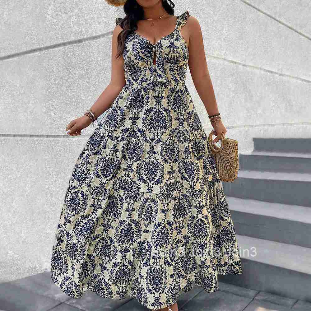 2025 New Womens Printed Backless High Waisted Camisole Dress for Women