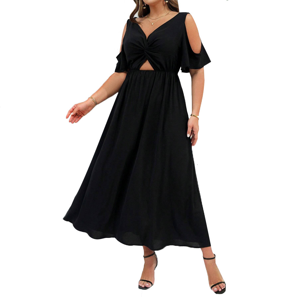 Plus Size Womens Elegant and Stylish Dress Summer New Item with Exposed Navel Design Mid Length Skirt