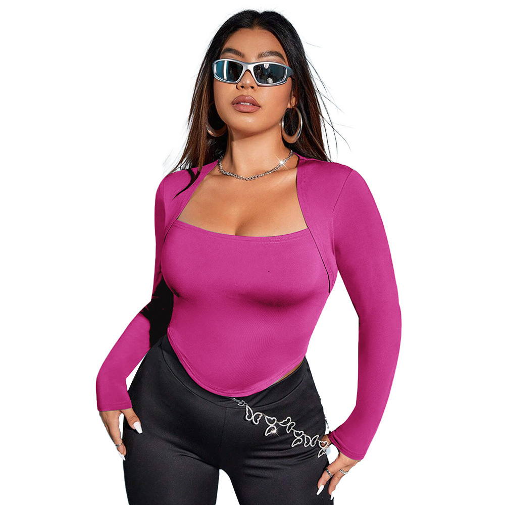 Large Size Womens Clothing Autumn and Winter New Trend Slim Fit and Sexy Spicy Girl Y2k Long Sleeved T-shirt Top