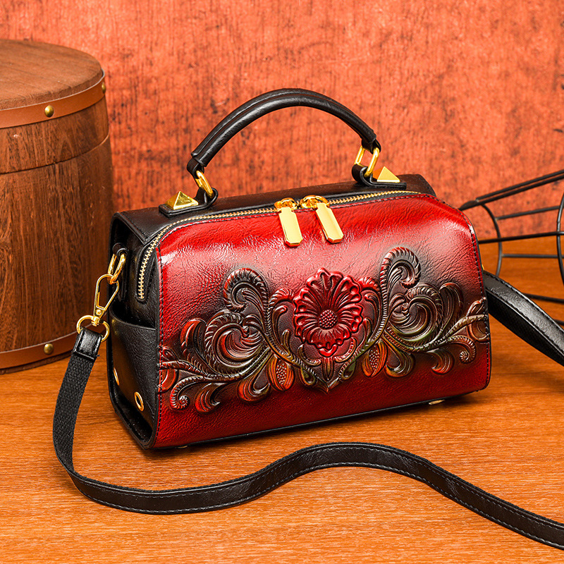 2025S designer Boston casual texture commuting shoulder Chinese versatile ethnic style women crossbody bag