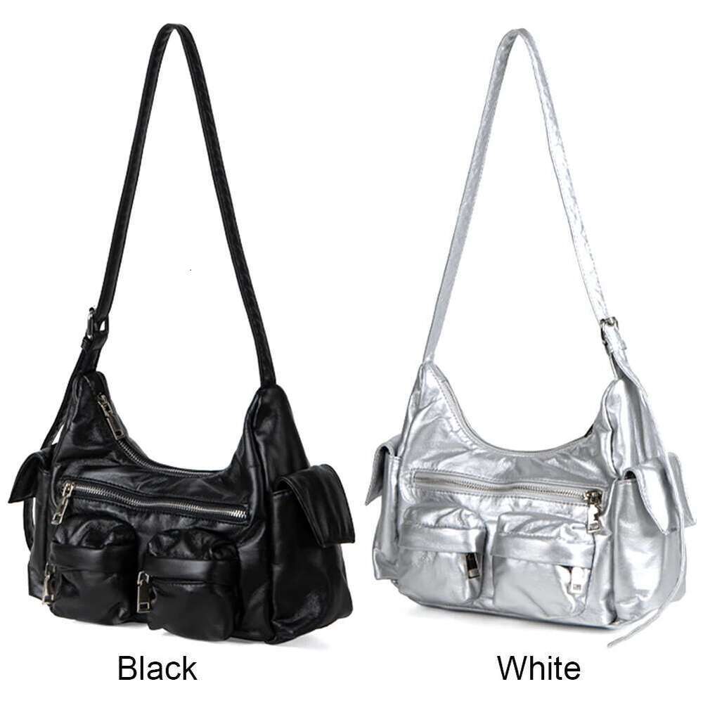 Women Leather Tote Handbag Soft PU Satchel Sling Large Capacity Multi-Pocket Crossbody Hobo Bag Girl Stylish Purse