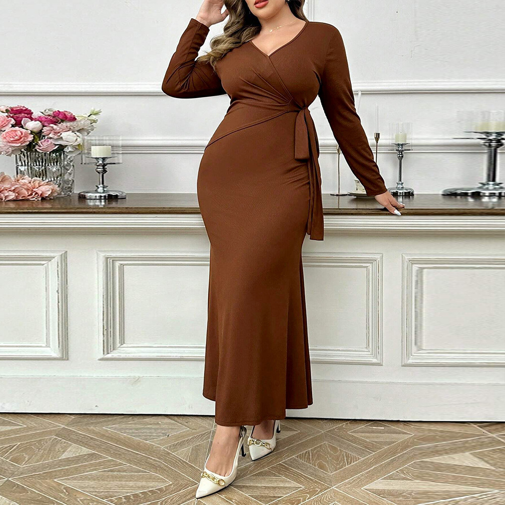 Plus Size Womens Mature Dress with Intellectual Style Autumn and Winter Simple and Sexy Ankle Length Skirt