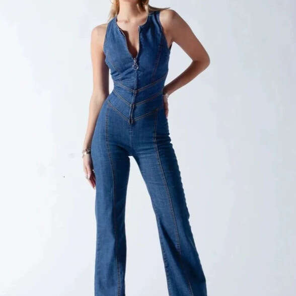 Wide Leg Jumpsuit Wind Women S Clothing Spring New Slim Fit Sleeveless Fashionable Street Style High Waisted Denim Jumpsuit For Women