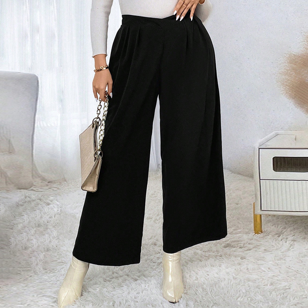 Oversized Womens Elastic Waisted High Waisted Wide Leg Pants with a Stylish and Casual Design Straight Leg Slimming Pants
