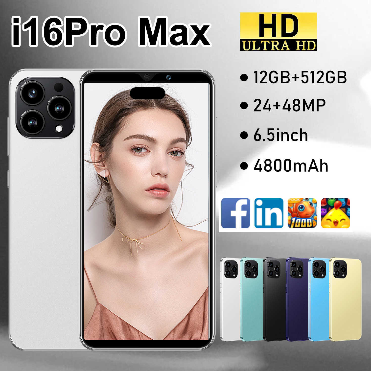 Low price hot selling I16 Pro Max phone 12+512 Android 8.1OZON R250516