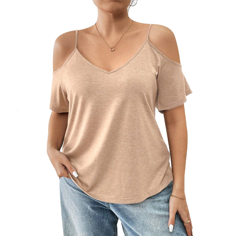 Spring/summer Large Womens Slim Fit Off Shoulder Sexy Strap T-shirt Top