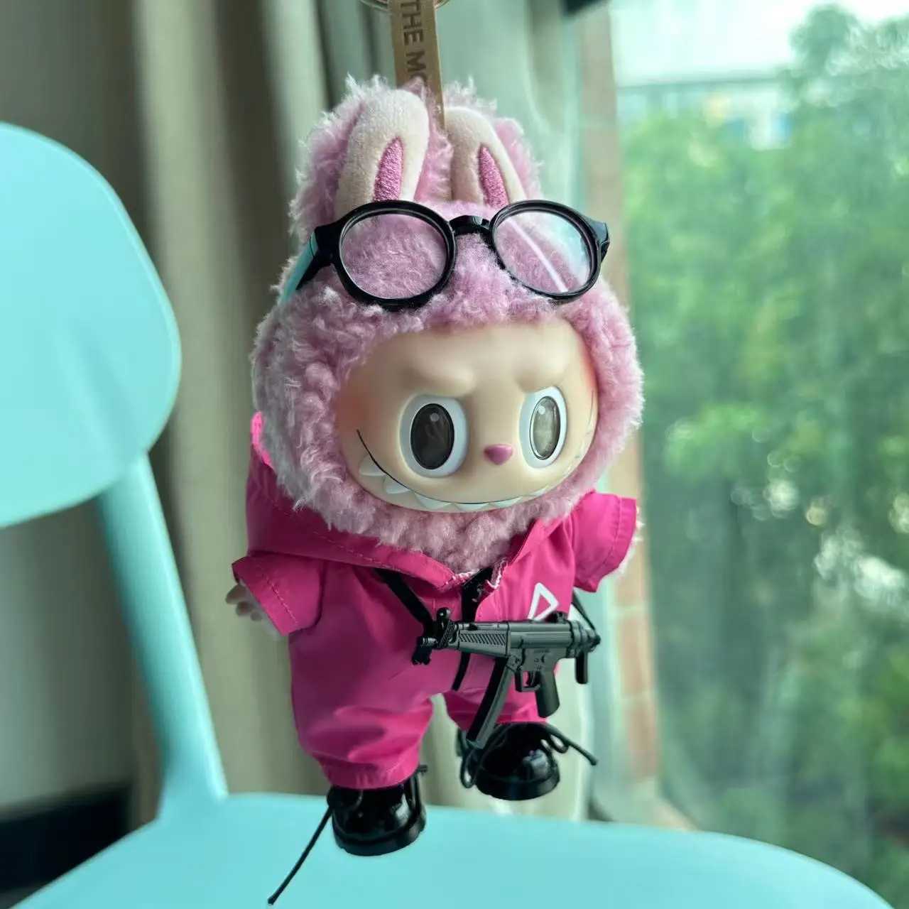 New 17cm Labubu Clothes Outfit Accessories for The Monster Korea Kpop Labubu Idol V1 V2 V3 Commando Jacket Clothing Pendant Mp5 Z250516
