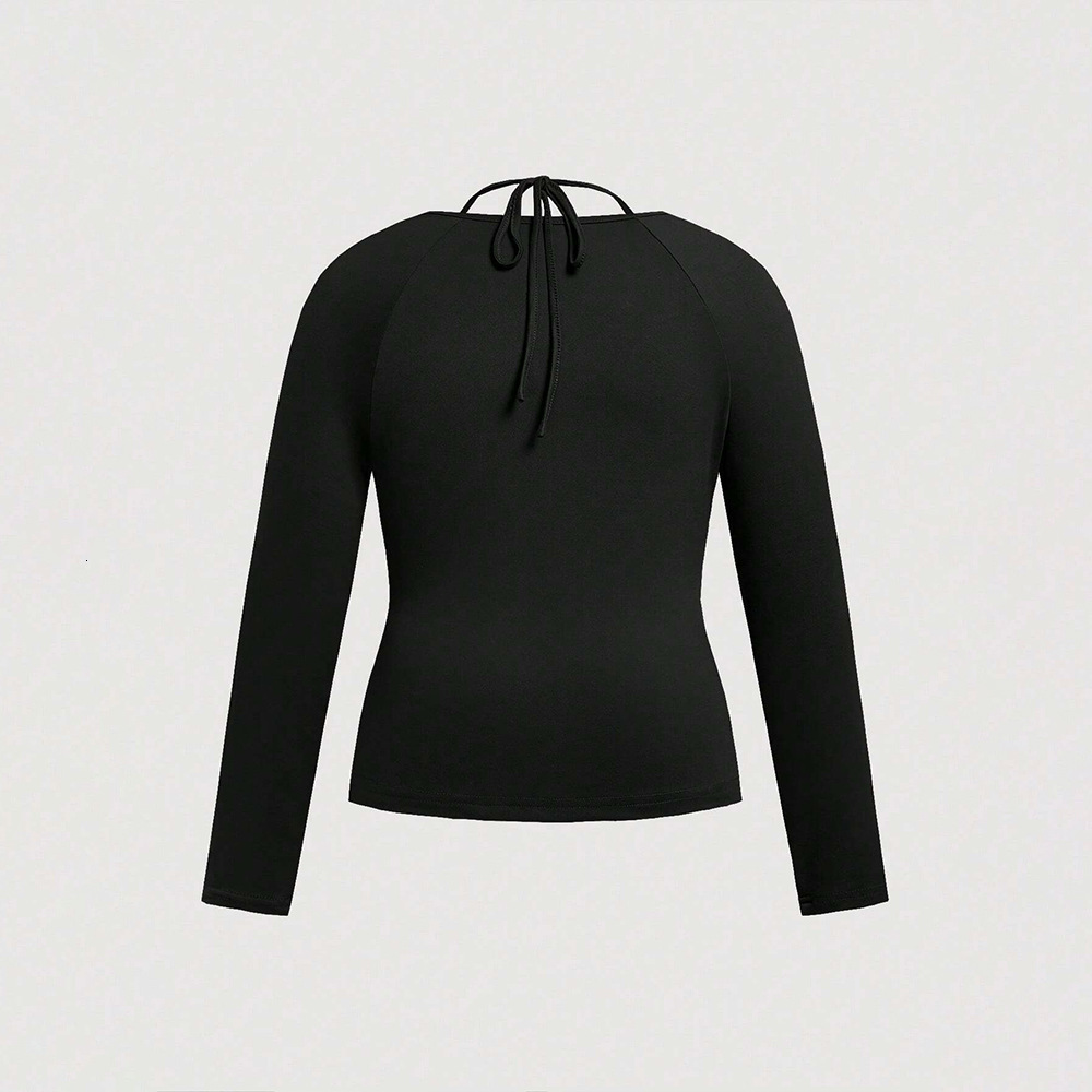 Large Size Womens Pure Desire Style T-shirt Autumn and Winter Slim Fit and High-end Square Neck Top