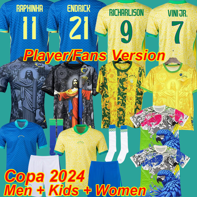 2024 Copa brasil Soccer Jerseys MARQUINHOS BRUNO G RODRYGO 24 25 VINI JR RAPHINHA MARTINELLI Special Fans Player ENDRICK 2024 Brazils Goalkeeper Men Kids 3XL 4XL