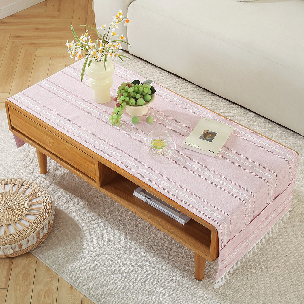 A750 Nordic home modern simple cotton and linen storage cover cloth rectangular tablecloth living room TV cabinet coffee table cover towel spot