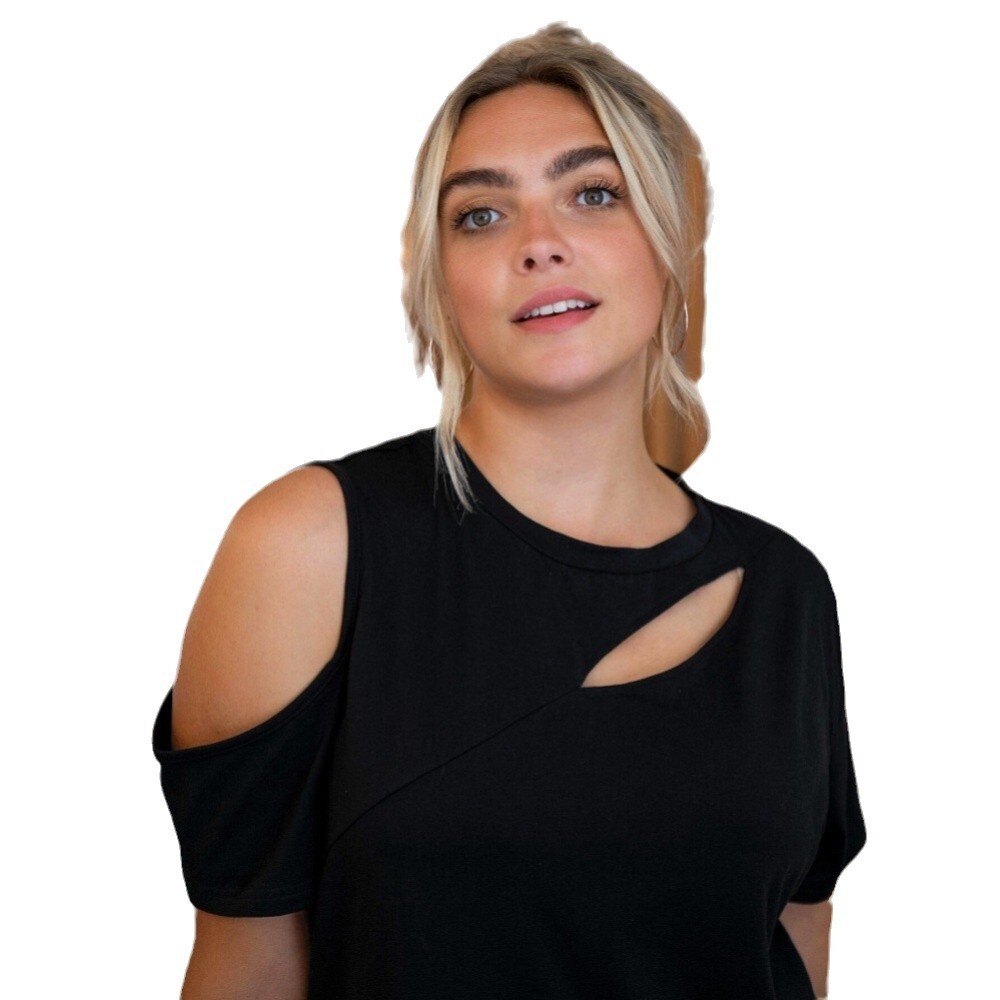 Plus Size Womens Clothing 2025 Spring/summer New Fashion Elegant T-shirt Irregular Design Sense Top