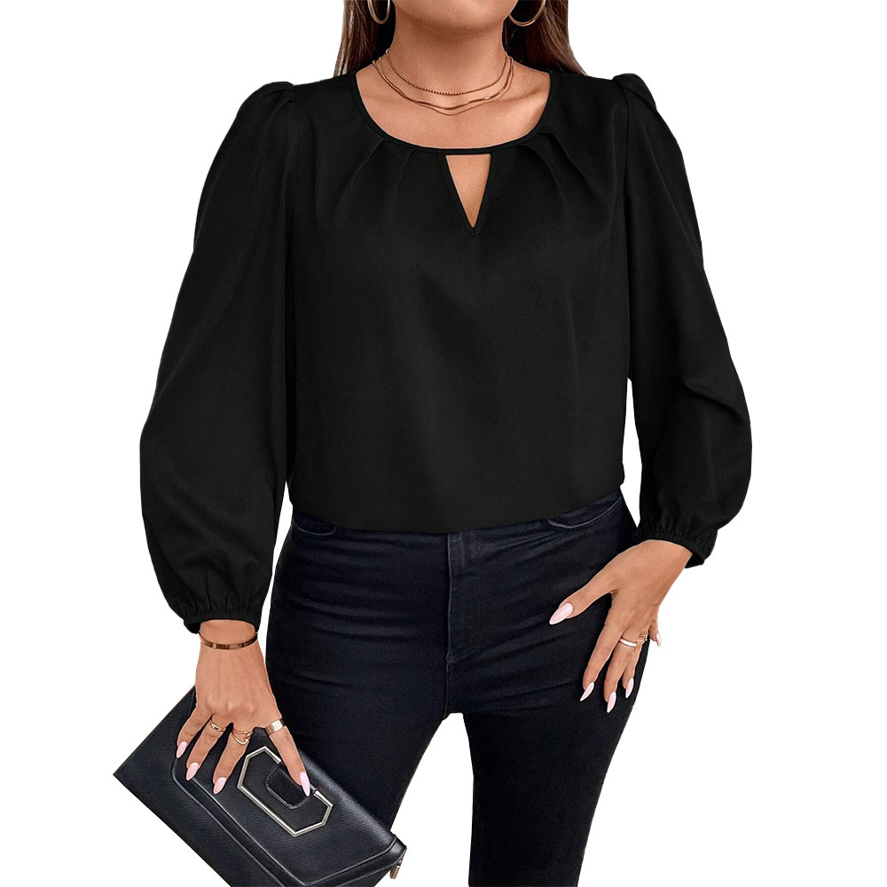 Large Size Womens Simple and Elegant Style T-shirt Autumn and Winter High-end Fashion Anti-aging Long Sleeved Top
