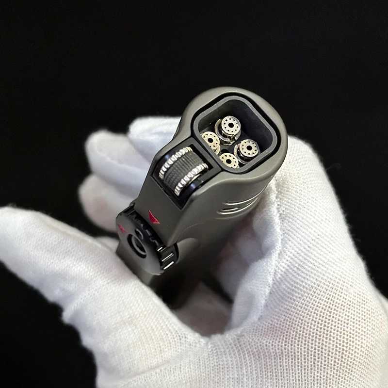JOBON Inflatable 4 Torch Jet Windproof Lighter Metal Grinding Wheel Flint Lighter Gas Butane Inflatable Gift Cigar LighterT250516