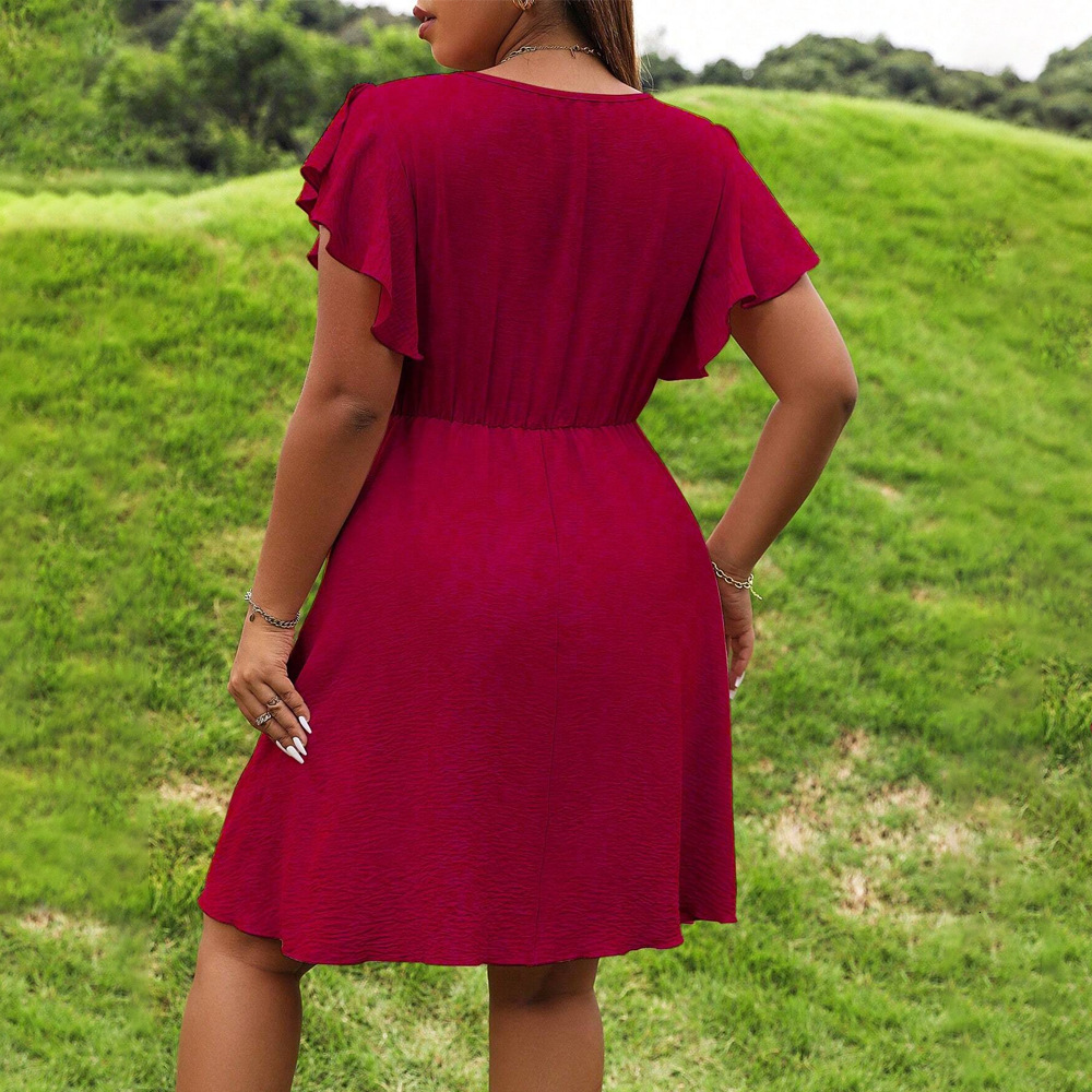 New Elegant High-end Womens Dress with Lantern Sleeves and V-neck Bridesmaid Dress French Dress