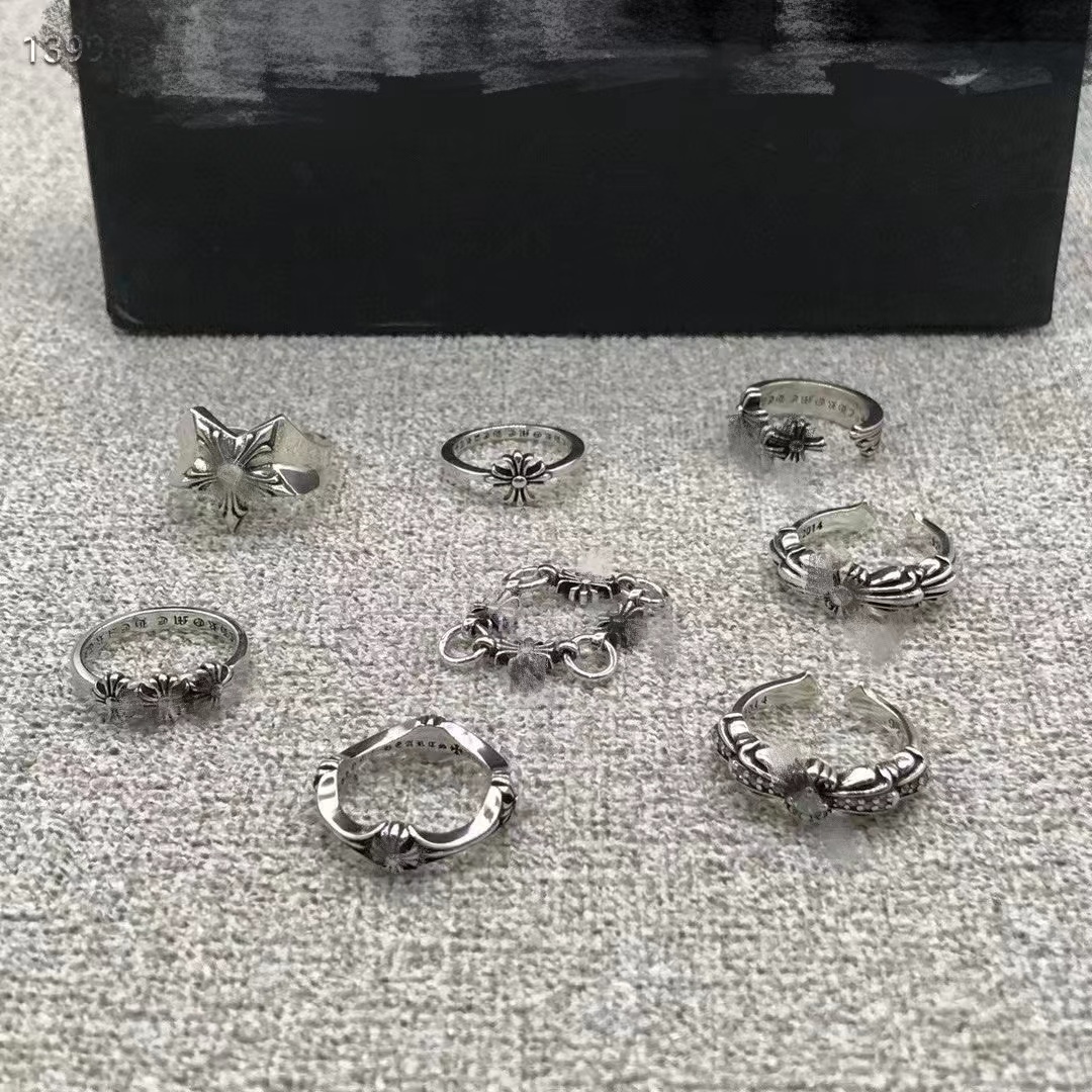 Designer Rings S Plated Hip Hop Brand for Men and Women High quality Vintage Cross Open Thai Sier Chrome Ring 2 Jewelry gift Mihee07