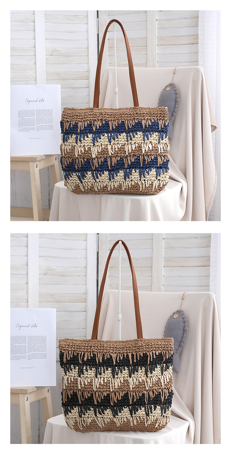 2025S designer new niche contrasting color summer shoulder grass woven ripple vacation beach women bag