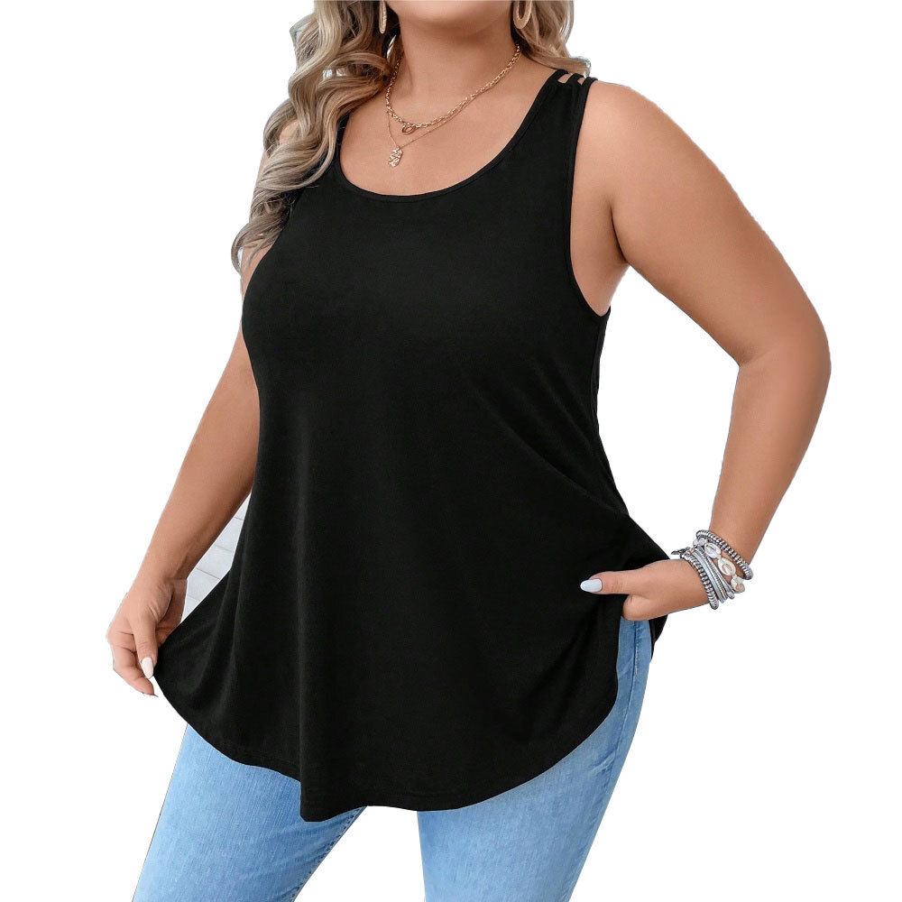 2025 Large Sleeveless Strap Top Spring/summer New Collection Solid Color Sleeveless Outerwear Loose T-shirt