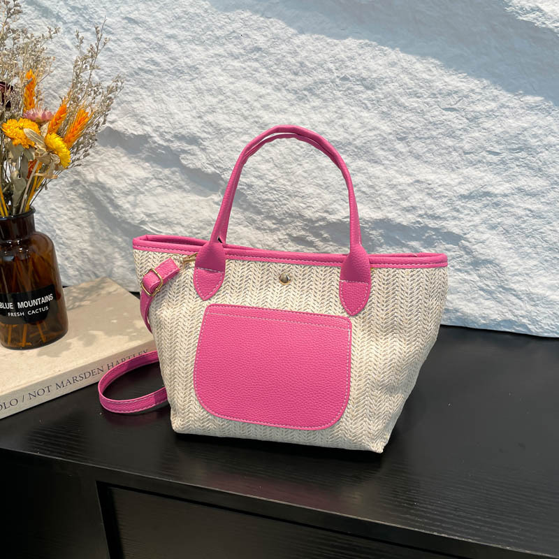 Free Delivery Designer Bag Niche Design Straw Tote Thickened Shopping Shoulder Bag Women's Splicing Hand Women Luxury Bag