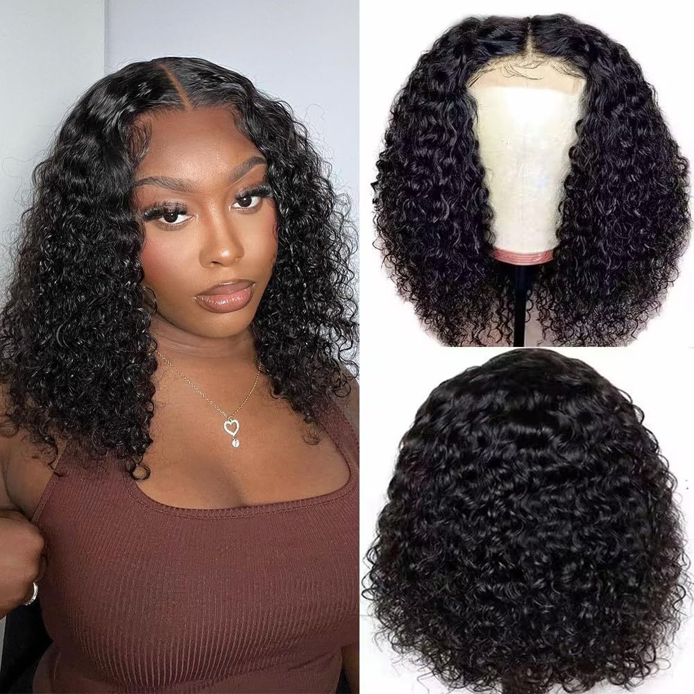 ViBESHiFT 10-14 inch Deep/Jerry Curl Wave Wigs Raw Human Hair 13*4 Transparent Lace Front Wigs 12A Brazilian Virgin Hair 200% Density Frontal wigs