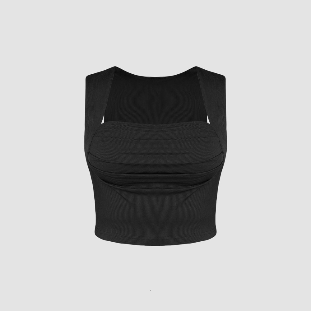 Spring/summer Plus Size Womens Square Neck Slim Fit Temperament Pleated Sleeveless Knitted Vest Top