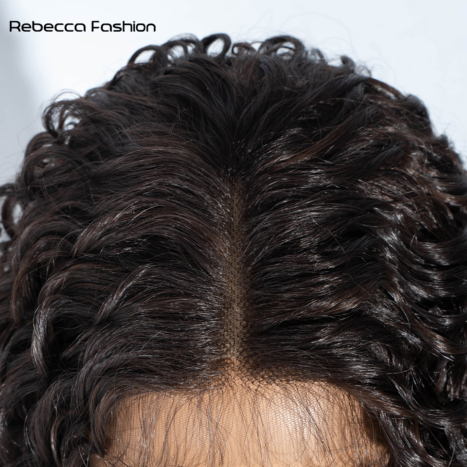 Rebecca Fashion 30 inch Long Curly Ombre Blonde Platium Synthetic Lace Wigs for Black Women